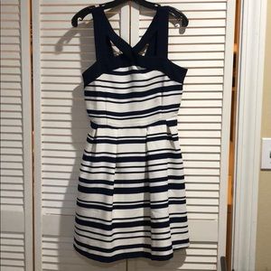 She and Sky Navy Stripe Dress, Large